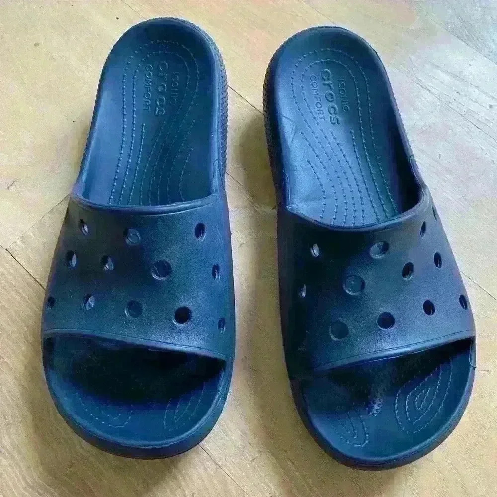 Crocs Iconic Comfort Classic II Slides Mens Size 13 Navy